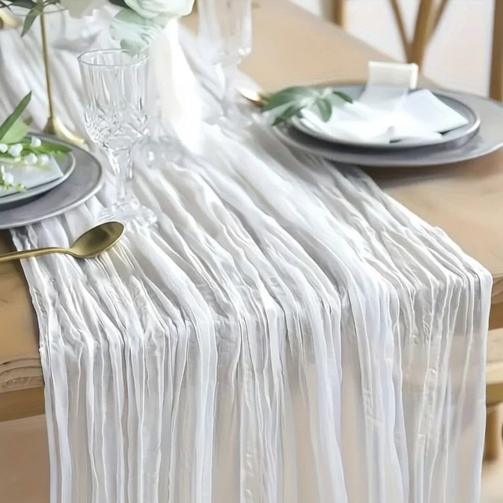 Rectangular Tablecloth Lightweight Crinkled Polyester Gauze Reusable