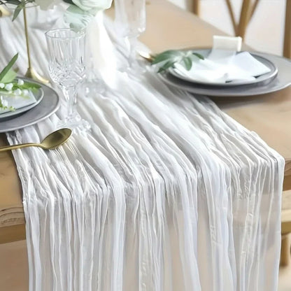 Rectangular Tablecloth Lightweight Crinkled Polyester Gauze Reusable