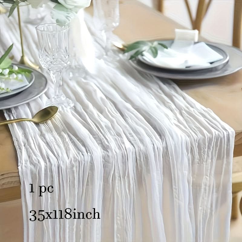Rectangular Tablecloth Lightweight Crinkled Polyester Gauze Reusable