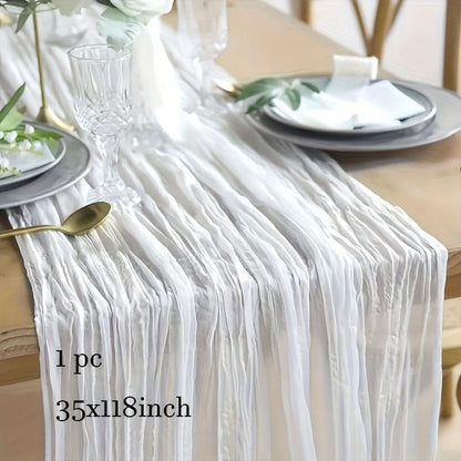 Rectangular Tablecloth Lightweight Crinkled Polyester Gauze Reusable