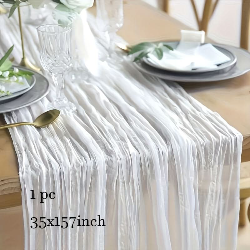 Rectangular Tablecloth Lightweight Crinkled Polyester Gauze Reusable