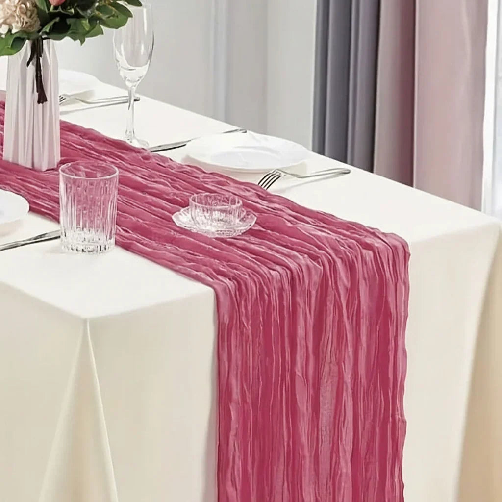 Rectangular Tablecloth Lightweight Crinkled Polyester Gauze Reusable