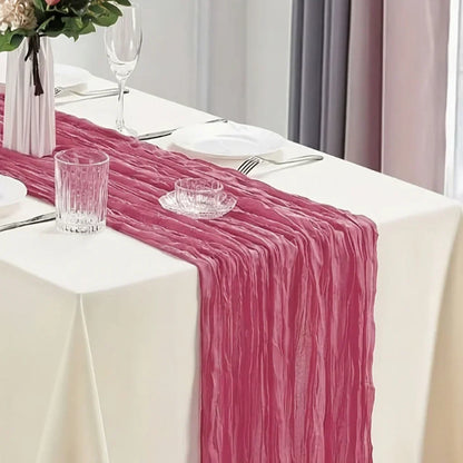 Rectangular Tablecloth Lightweight Crinkled Polyester Gauze Reusable