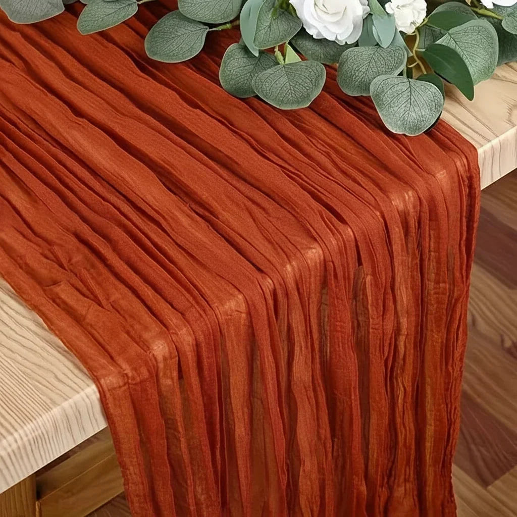 Rectangular Tablecloth Lightweight Crinkled Polyester Gauze Reusable