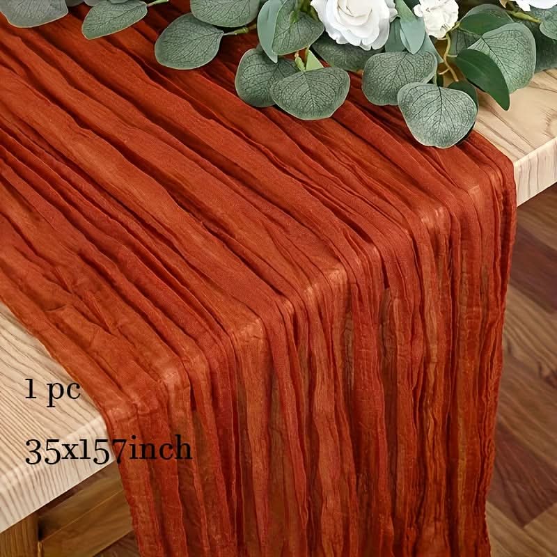 Rectangular Tablecloth Lightweight Crinkled Polyester Gauze Reusable
