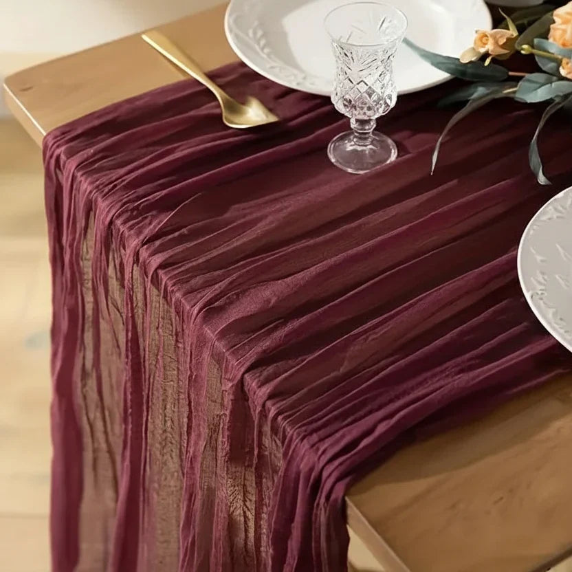 Rectangular Tablecloth Lightweight Crinkled Polyester Gauze Reusable