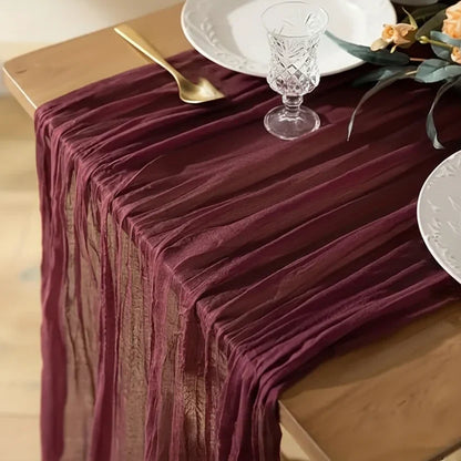 Rectangular Tablecloth Lightweight Crinkled Polyester Gauze Reusable
