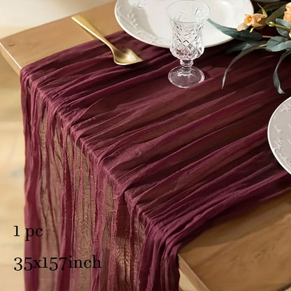 Rectangular Tablecloth Lightweight Crinkled Polyester Gauze Reusable
