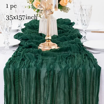 Rectangular Tablecloth Lightweight Crinkled Polyester Gauze Reusable