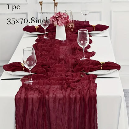 Rectangular Tablecloth Lightweight Crinkled Polyester Gauze Reusable
