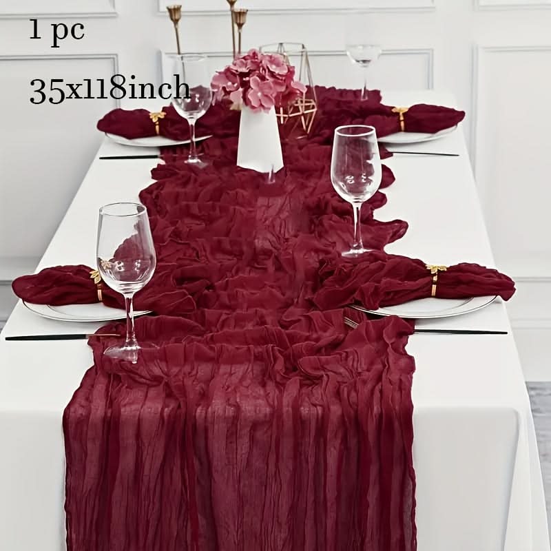 Rectangular Tablecloth Lightweight Crinkled Polyester Gauze Reusable
