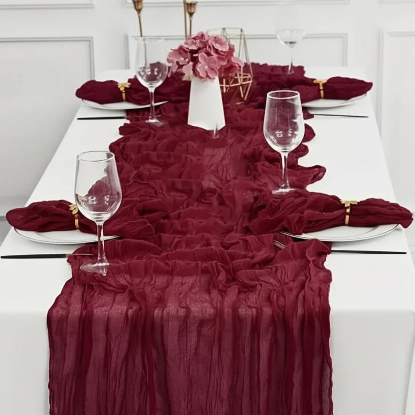 Rectangular Tablecloth Lightweight Crinkled Polyester Gauze Reusable