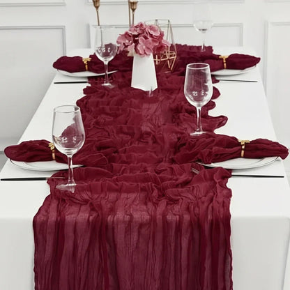 Rectangular Tablecloth Lightweight Crinkled Polyester Gauze Reusable