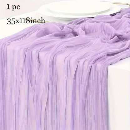 Rectangular Tablecloth Lightweight Crinkled Polyester Gauze Reusable