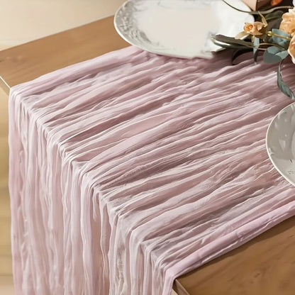 Rectangular Tablecloth Lightweight Crinkled Polyester Gauze Reusable