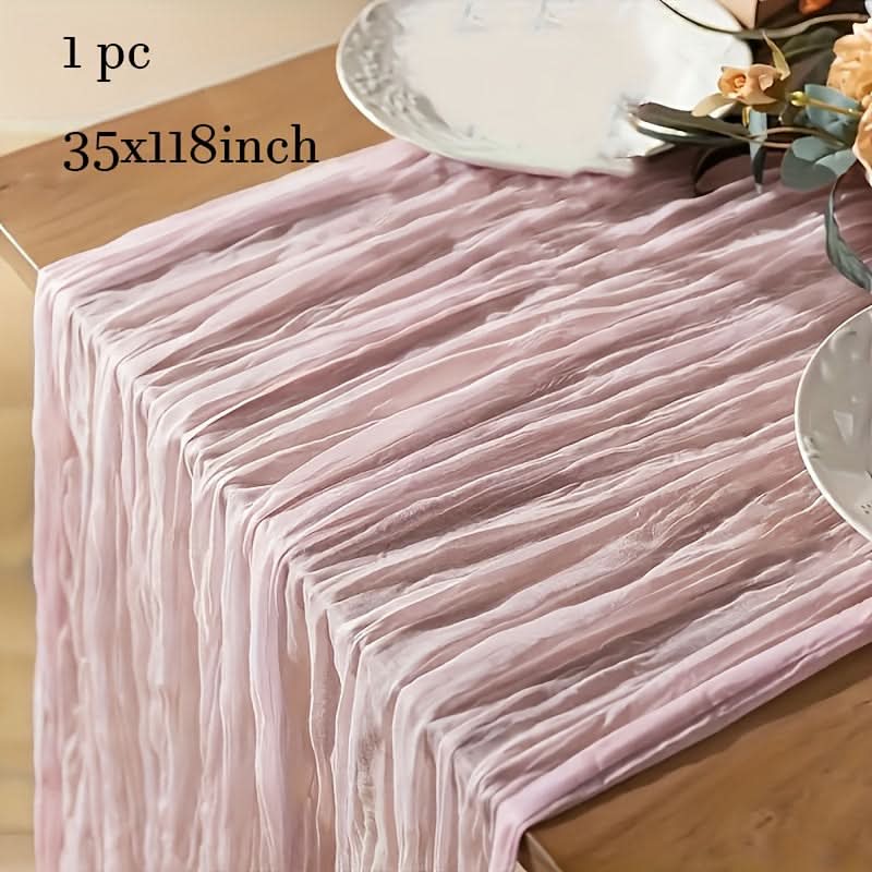 Rectangular Tablecloth Lightweight Crinkled Polyester Gauze Reusable