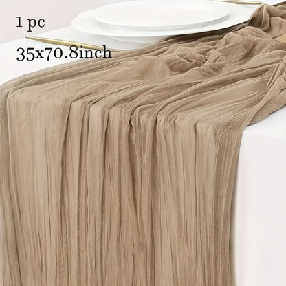Rectangular Tablecloth Lightweight Crinkled Polyester Gauze Reusable