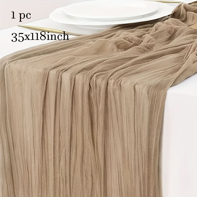 Rectangular Tablecloth Lightweight Crinkled Polyester Gauze Reusable