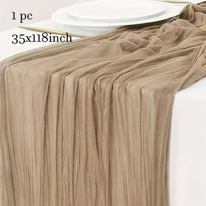 Rectangular Tablecloth Lightweight Crinkled Polyester Gauze Reusable