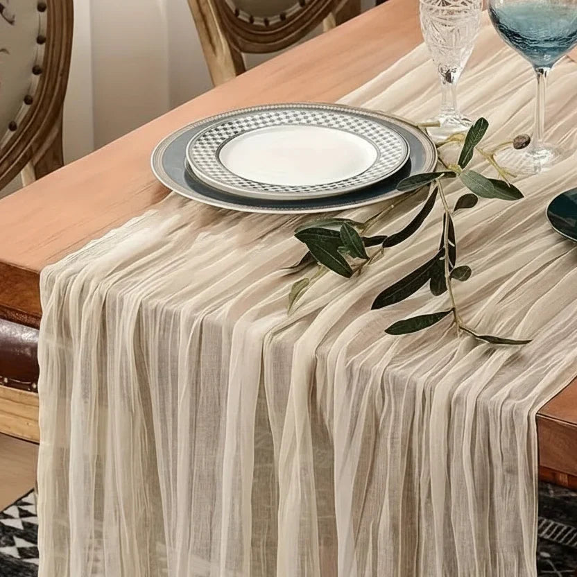 Rectangular Tablecloth Lightweight Crinkled Polyester Gauze Reusable