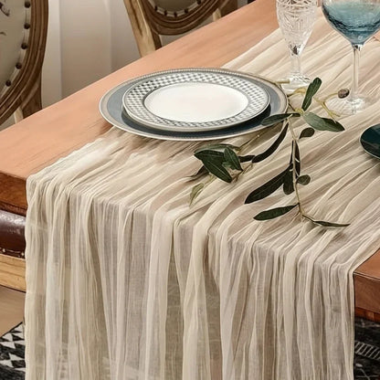 Rectangular Tablecloth Lightweight Crinkled Polyester Gauze Reusable