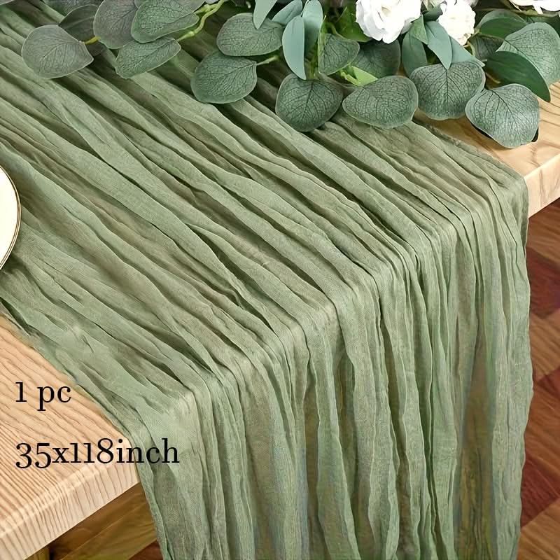 Rectangular Tablecloth Lightweight Crinkled Polyester Gauze Reusable