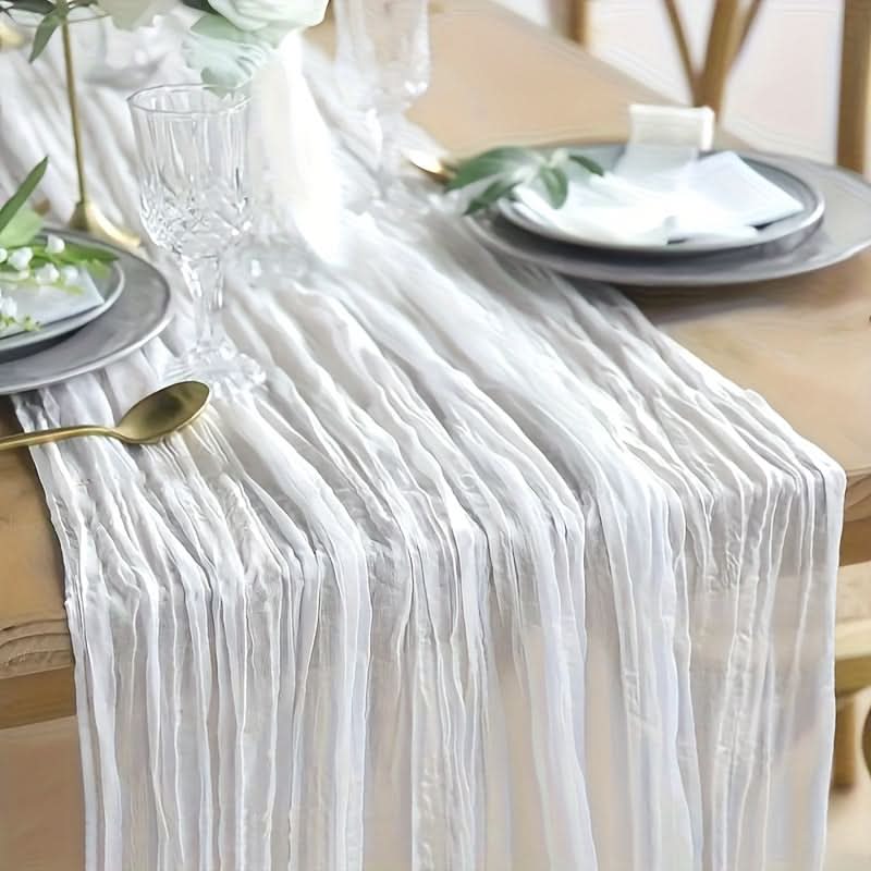Rectangular Tablecloth Lightweight Crinkled Polyester Gauze Reusable