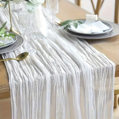 Rectangular Tablecloth Lightweight Crinkled Polyester Gauze Reusable