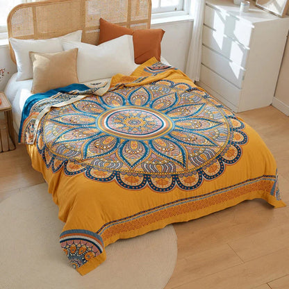 Reversible Blanket Jacquard Lotus Tear-Resistant Cotton