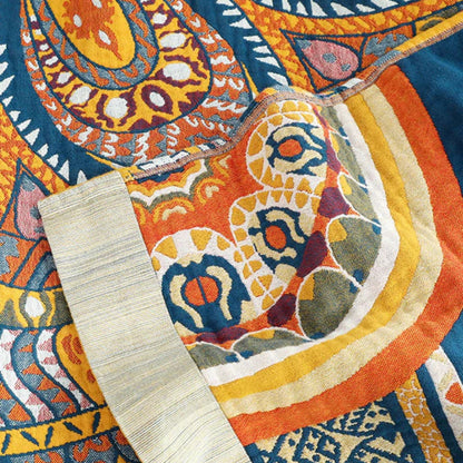 Reversible Blanket Jacquard Lotus Tear-Resistant Cotton