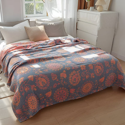 Reversible Cotton Blanket Organic Breathable Machine Washable