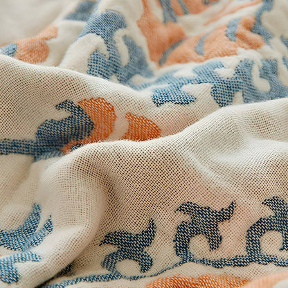 Reversible Cotton Blanket Organic Breathable Machine Washable