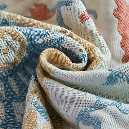 Reversible Cotton Blanket Organic Breathable Machine Washable