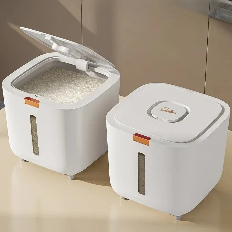 Rice Storage Bin Sealed Flip Lid Level View Window