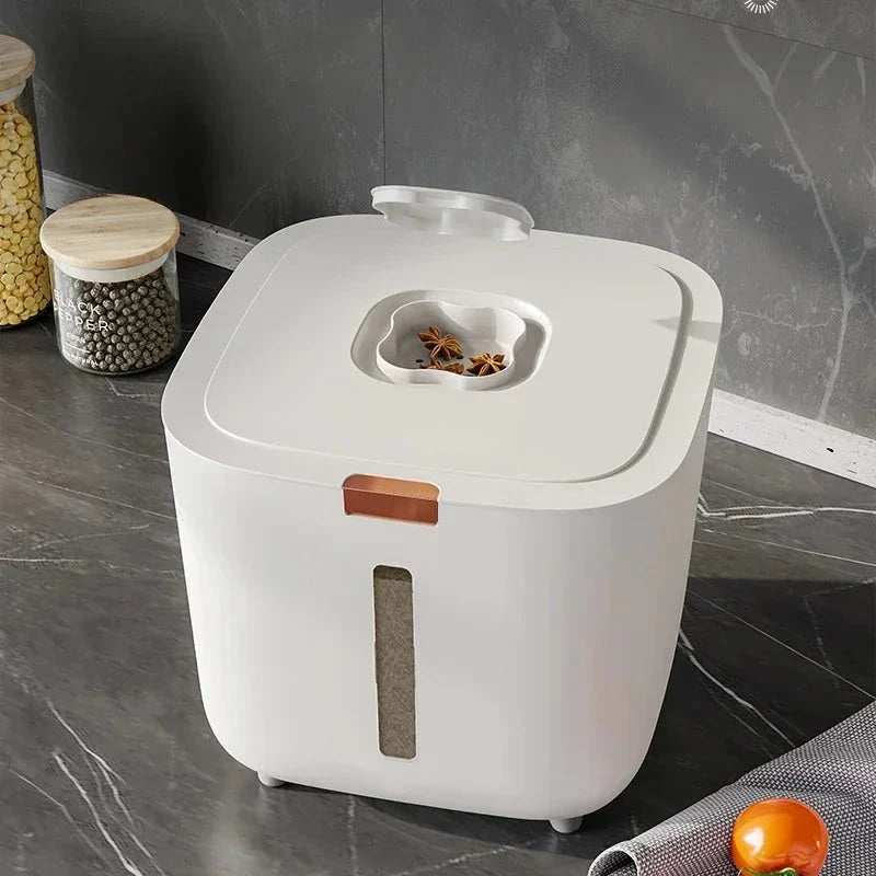 Rice Storage Bin Sealed Flip Lid Level View Window
