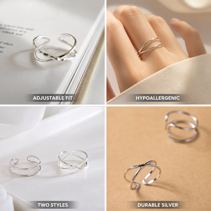 Ring Adjustable Sterling Silver Hypoallergenic
