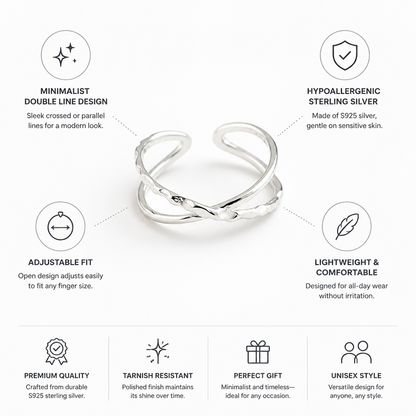 Ring Adjustable Sterling Silver Hypoallergenic