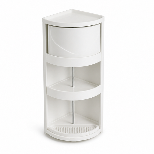 Rotating Triangular Suction-Cup Mount Corner Shelf Organizer (360°, 3-Tier)