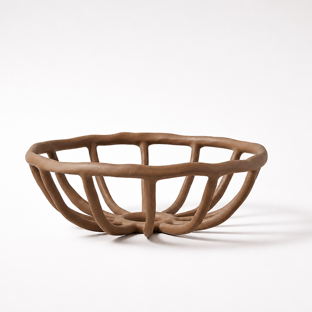 Round Fruit Bowl Sculptural Open-Arch Curved Feet
