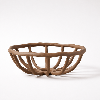 Round Fruit Bowl Sculptural Open-Arch Curved Feet