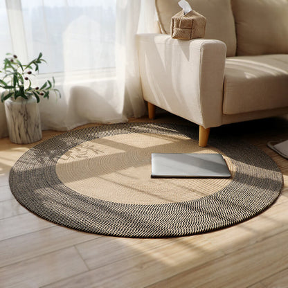 Round Jute Rug Handwoven Braided Reversible Low-Shedding