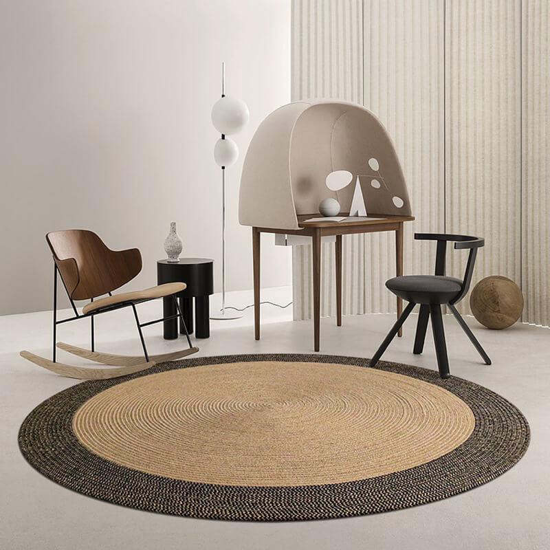 Round Jute Rug Handwoven Braided Reversible Low-Shedding