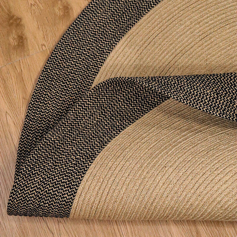 Round Jute Rug Handwoven Braided Reversible Low-Shedding