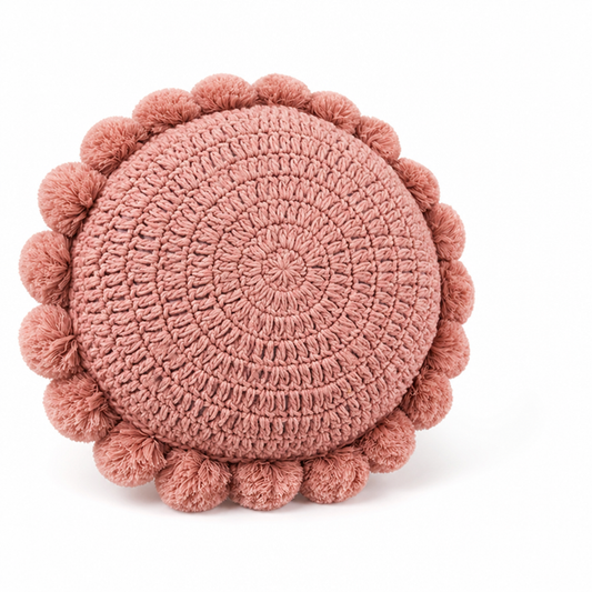 Round Knitted Throw Pillow with Cotton Filling