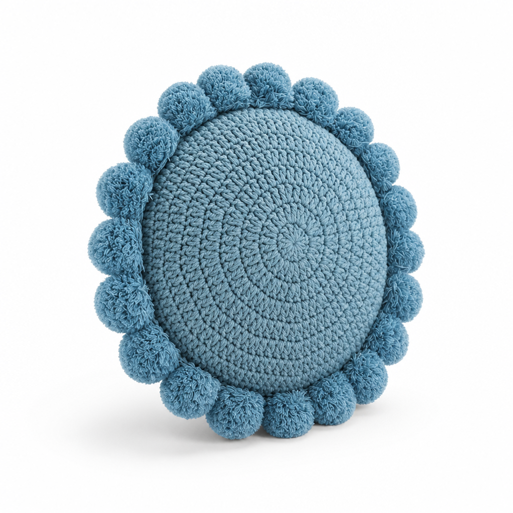 Round Knitted Throw Pillow with Cotton Filling