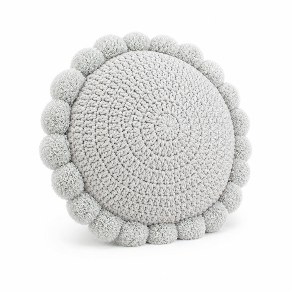 Round Knitted Throw Pillow with Cotton Filling