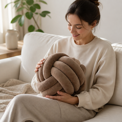 Round Knot Cushion Velvety Handmade & Machine Washable