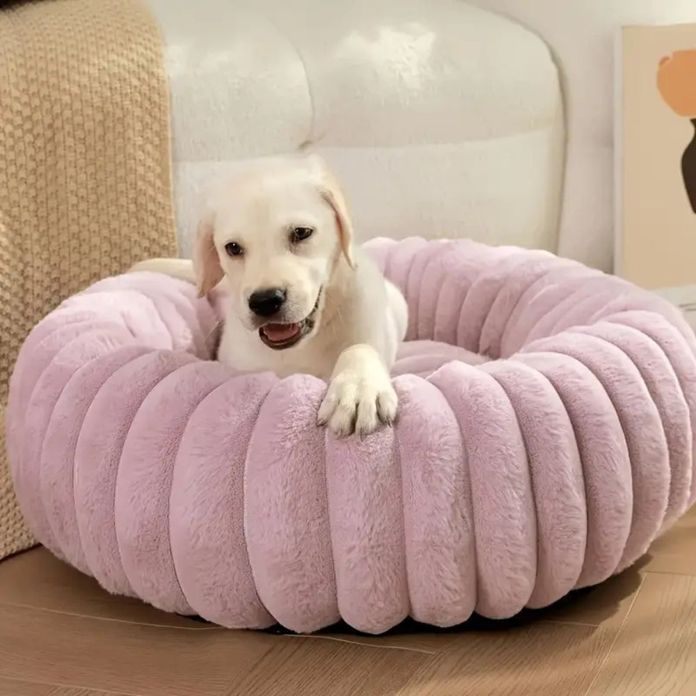 Round Pet Bed Plush Cotton-Microfiber Non-Slip