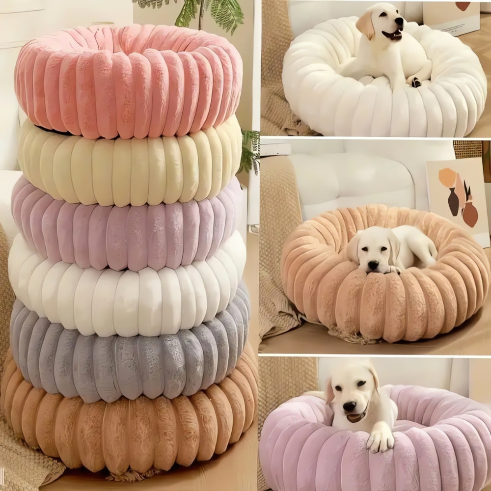Round Pet Bed Plush Cotton-Microfiber Non-Slip