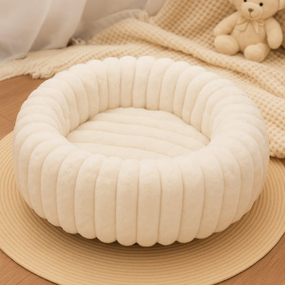 Round Pet Bed Plush Cotton-Microfiber Non-Slip